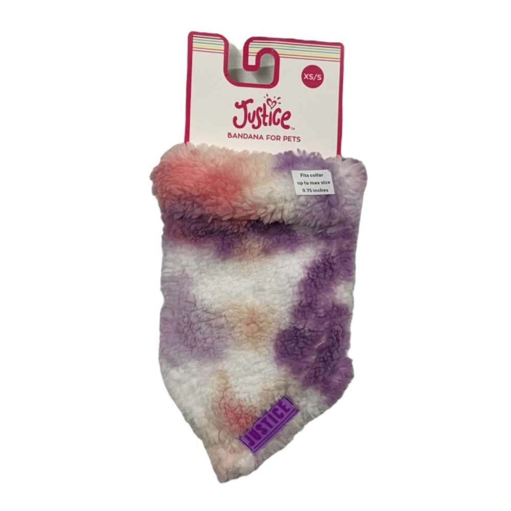Justice size XS/S colorful Sherpa bandana for pets, new in package never used!